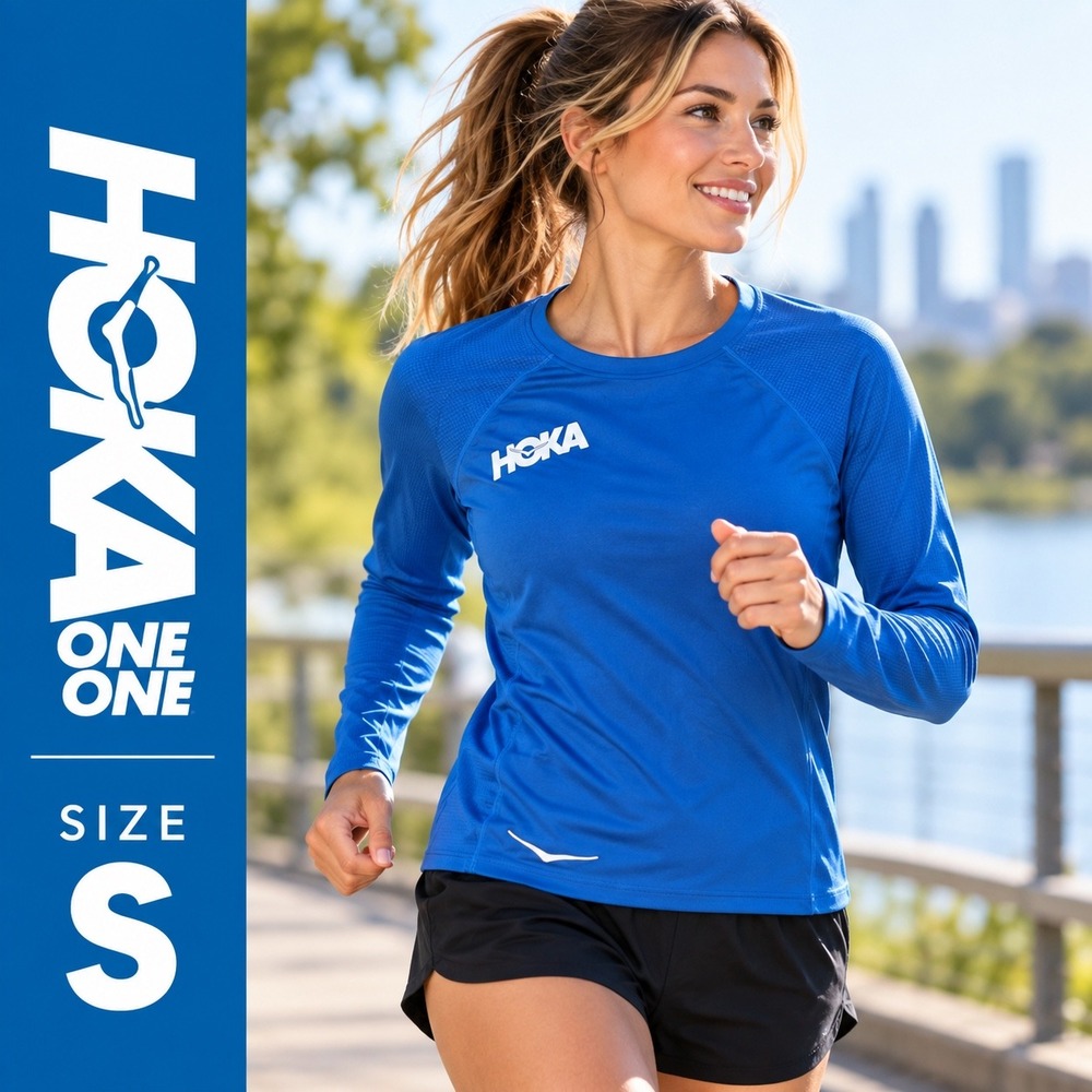 HOKA One One Running Top Women S Blue Long Sleeve Performance Shirt Reflective